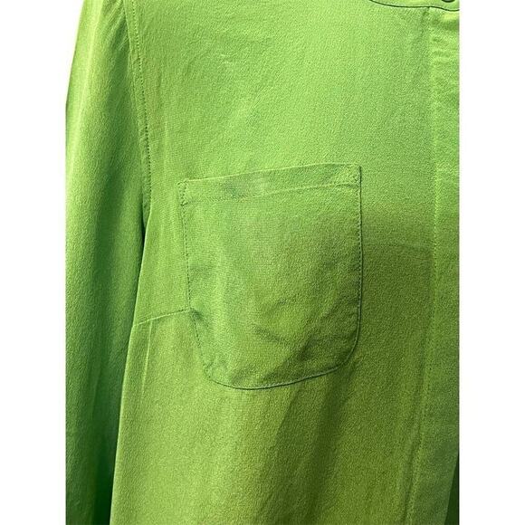 Talbots Petites Silk Blouse 14 Green Long Sleeve Casual Top Button Up Grannycore - Picture 4 of 9